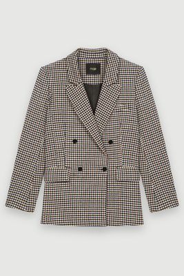 Dogstooth Wide-Cut Thick Jacket from Maje