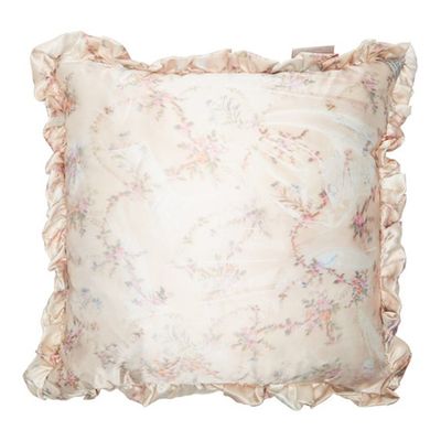 Ruffled Floral Print Satin and Velvet Cushion from Preen by Thornton Bregazzi