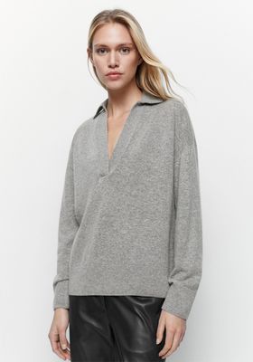 Wool Blend Polo Sweater