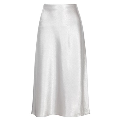 Silver Hammered Satin Skirt from Vince