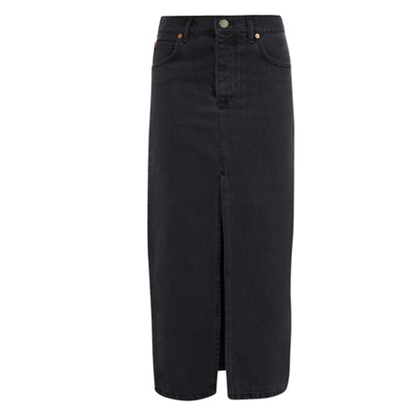 Slit-Front Denim Maxi Pencil Skirt from Raey