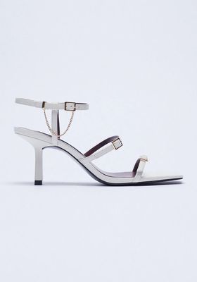 Strappy Leather High-Heel Sandals With Buckle from Zara