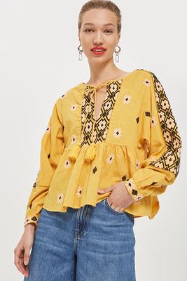 Embroidered Smock Blouse