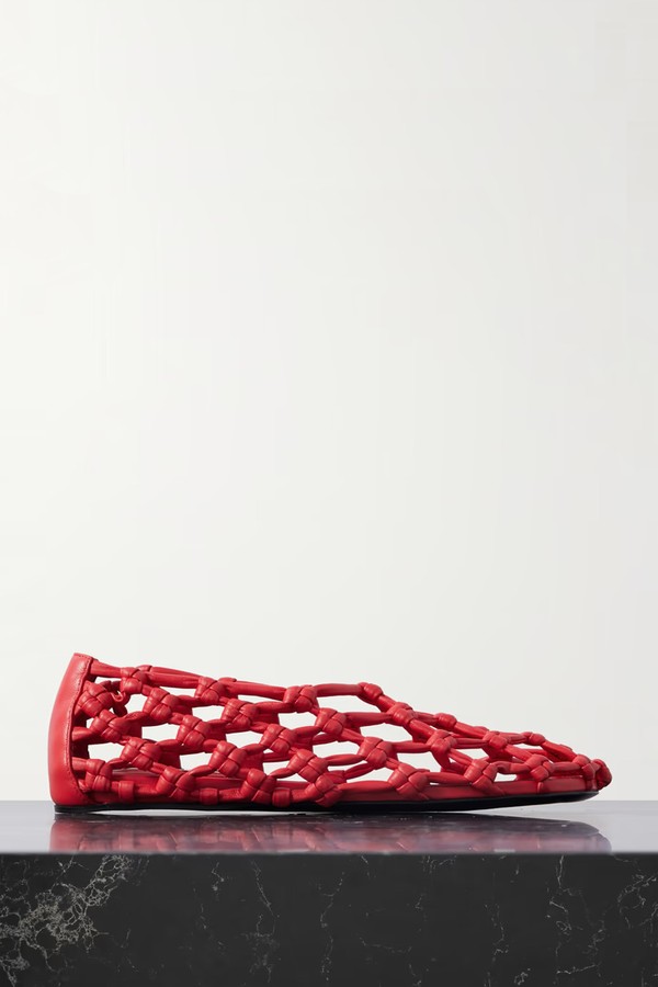 Cutout Knotted Leather Ballet Flats from Jil Sander