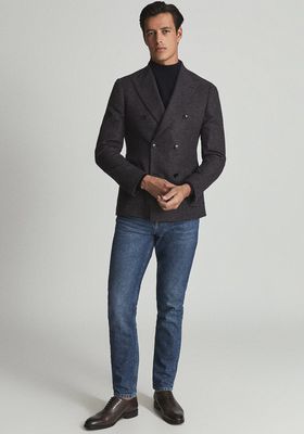 Double Breasted Puppytooth Blazer