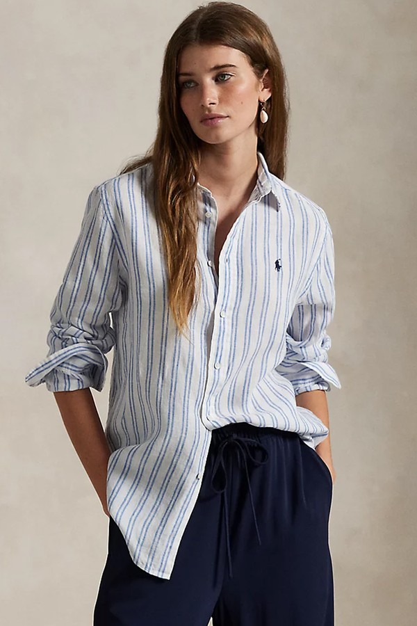 Classic Fit Striped Linen Shirt 