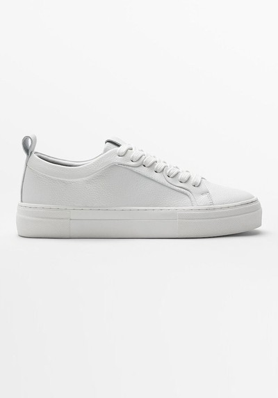 White Tumbled Leather Trainers