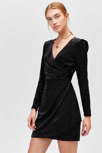 Velvet Embellished Wrap Dress from Warehouse