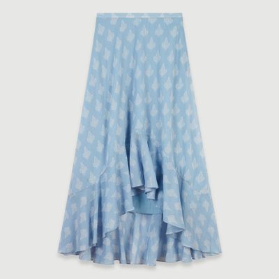 JOTA Long Printed Ruffle Skirt from Maje Paris