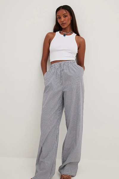 Striped Cotton Drawstring Pants