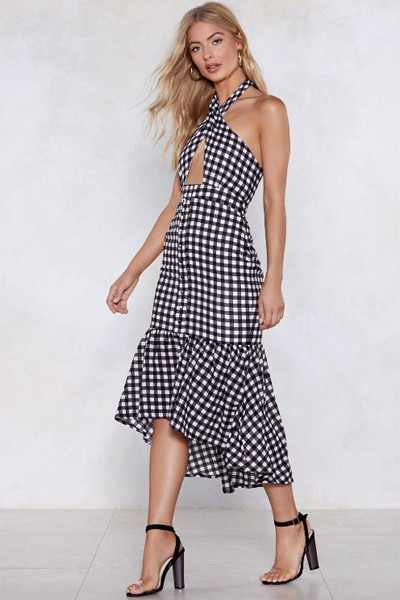 Daisy Lowe Gingham Your Best Halter Dress