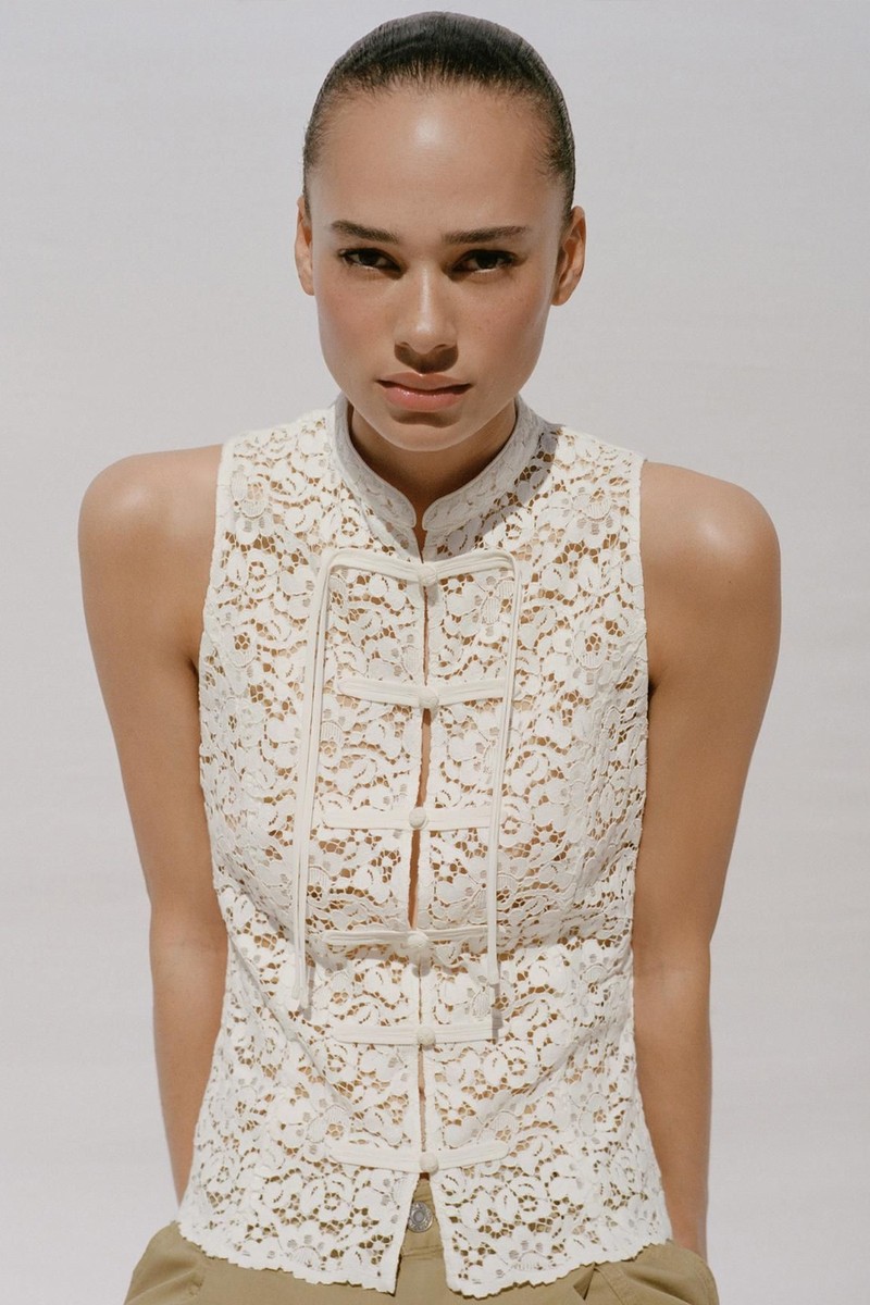 Guipure Fireman Clasp Top  from Zara