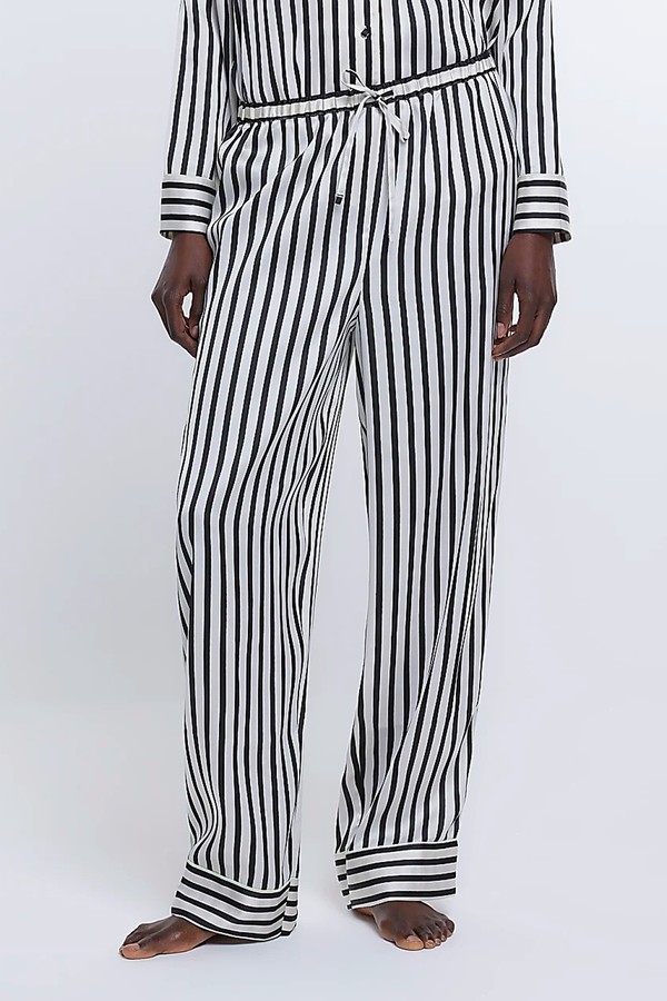 Black Stripe Satin Pyjama Bottoms from River Island