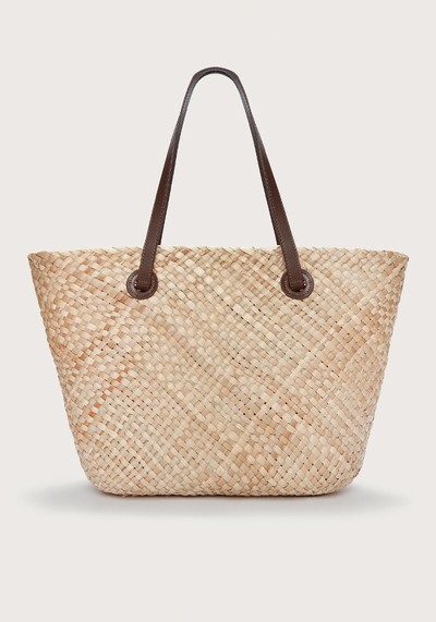 Straw-Leather Basket Shopper Bag from The White Company