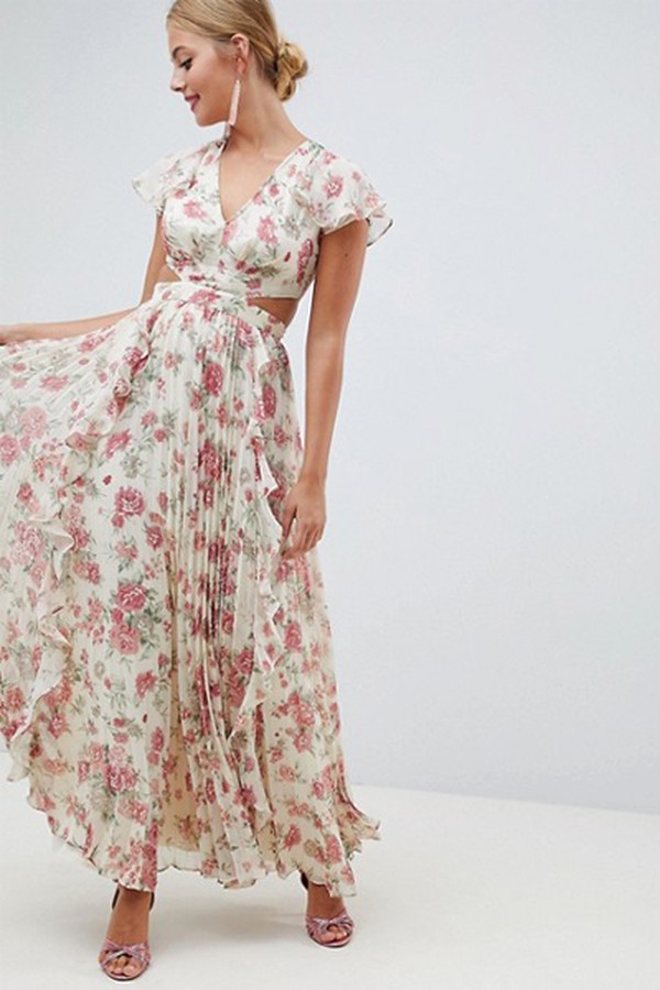 Pleated Ruffle Maxi Dress from Asos