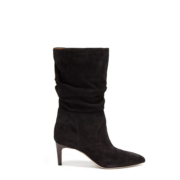 Crocodile-Effect Heel Suede Boots