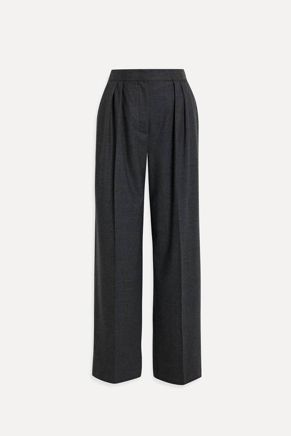 Maya Pleated Wool-Blend Flannel Wide-Leg Pants from Iris & Ink