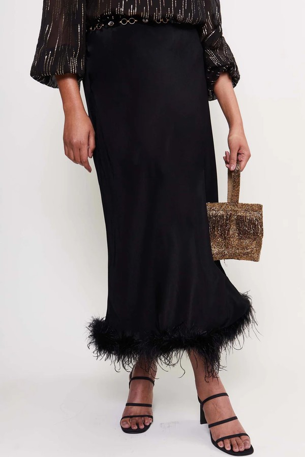 Kelly Feathered Midi Skirt