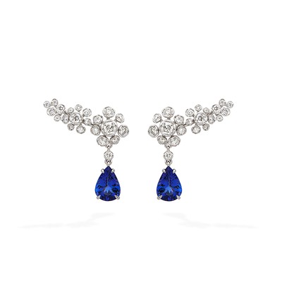 Marguerite Diamond & Tanzanite Ear Pins