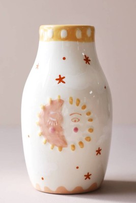 Sun And Moon Face Ceramic Posy Vase