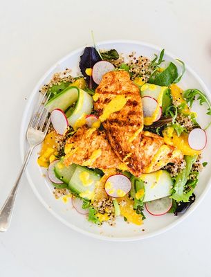 Harissa Chicken, Cucumber Ribbons & Orange Salad