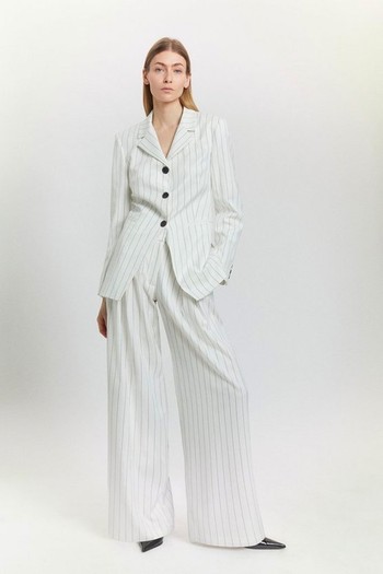 Pinstripe Low Waist Wide Leg Trousers, £77 (were £129)