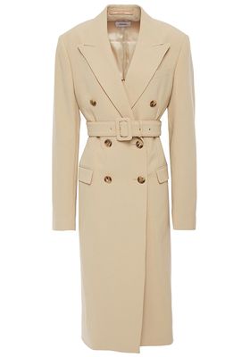Greta Double-Breasted Belted Crepe Coat