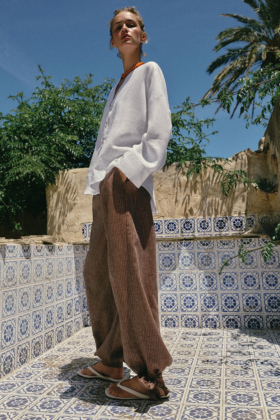 Sarouel Trousers With Linen & Bows