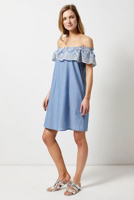 Chambray Broderie Frill Dress