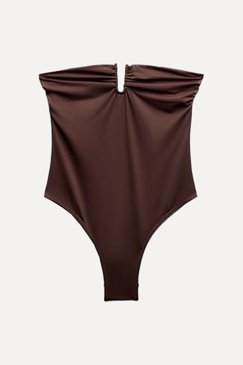 Swimsuit With A Bandeau Neckline & Metal Piece  from Zara