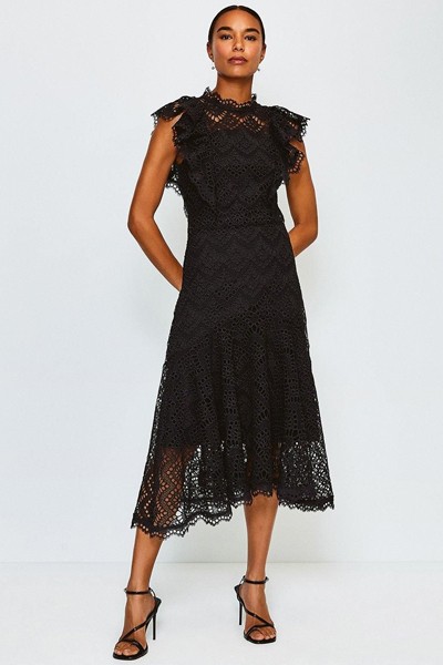 Chemical Lace Ruffle Sleeveless Dress