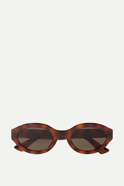 Oval-Frame Tortoiseshell Acetate Sunglasses from Gucci Eyewear 