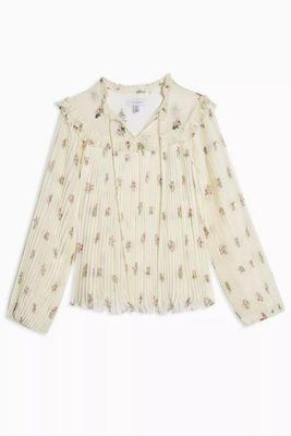 Oakland Embellished Floral Pleated Blouse from Topshop