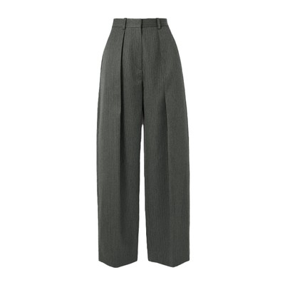 Pinstriped Herringbone Wool Wide-Leg Pants from Victoria Beckham