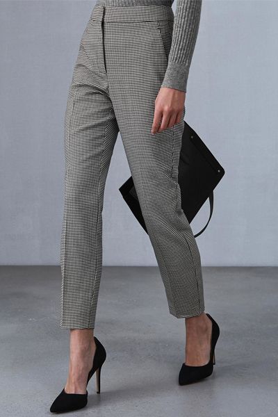 Puppytooth Printed Slim Leg Trousers