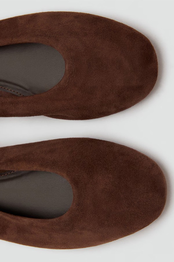 Suede Leather Ballet Flats from Mango