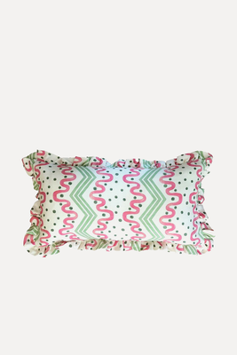 Frilled Cushion: Madame Ziggle In Green and Pink from Ottoline