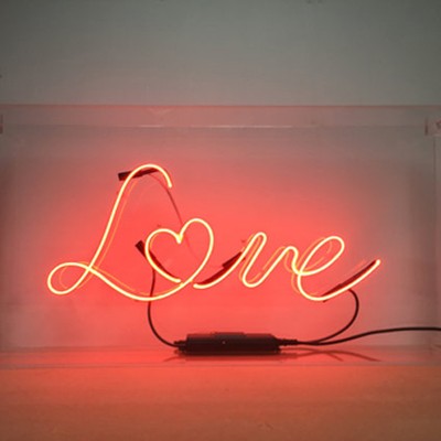 Love Neon Sign in a Protective Clear Perspex Box from Andesigneon