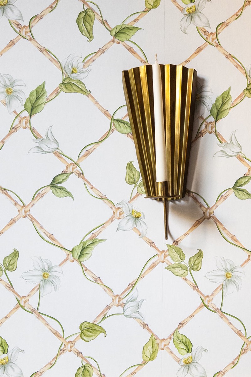 "Clematis On Bamboo Trellis" Wallpaper from Alice Crawley