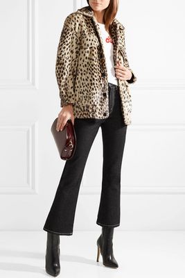 Tidara Oversized Leopard-Print Faux Calf Hair Bomber Jacket from Malene Birger