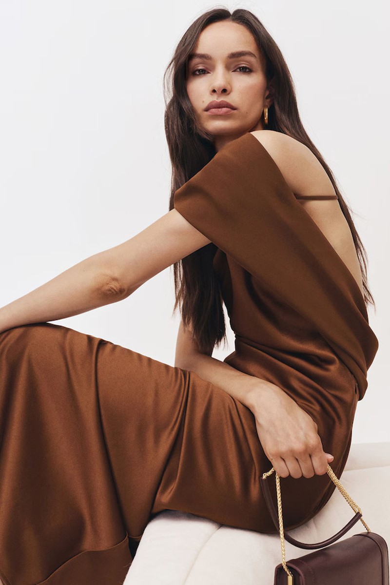 Alula Satin Draped Open-Back Dress