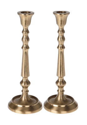 Tall Gold Candlesticks Candle Holder Elegant Design Wide Base Set Of 2