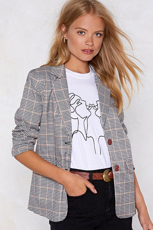 Nobody's Business Plaid Blazer