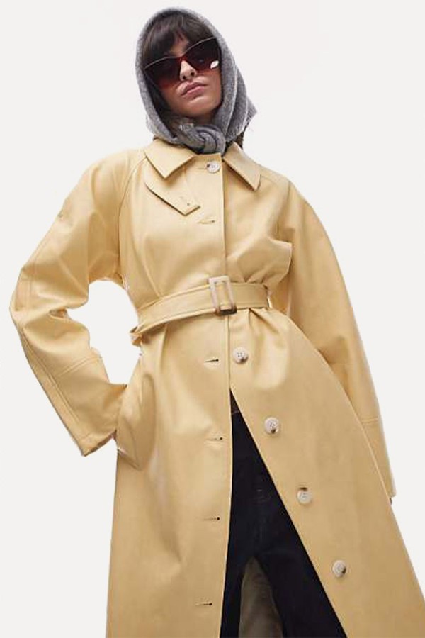Long Oversized Faux Leather Trench Coat from Topshop