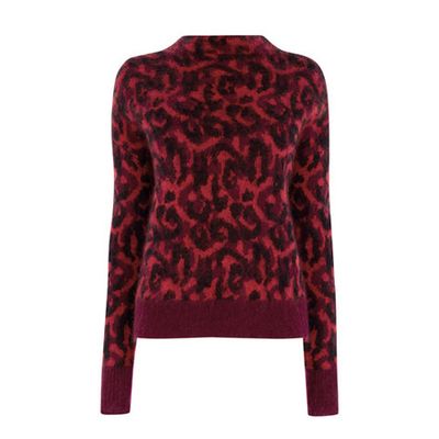 Leopard-Print Brushed-Knit Jumper from Karen Millen 