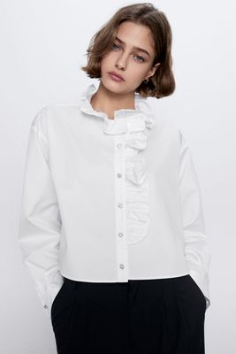 Ruffled Shirt With Gem Buttons from Zara
