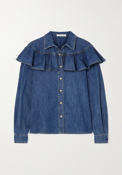 Ruffled Denim Blouse from Philosophy Di Lorenzo Serafini