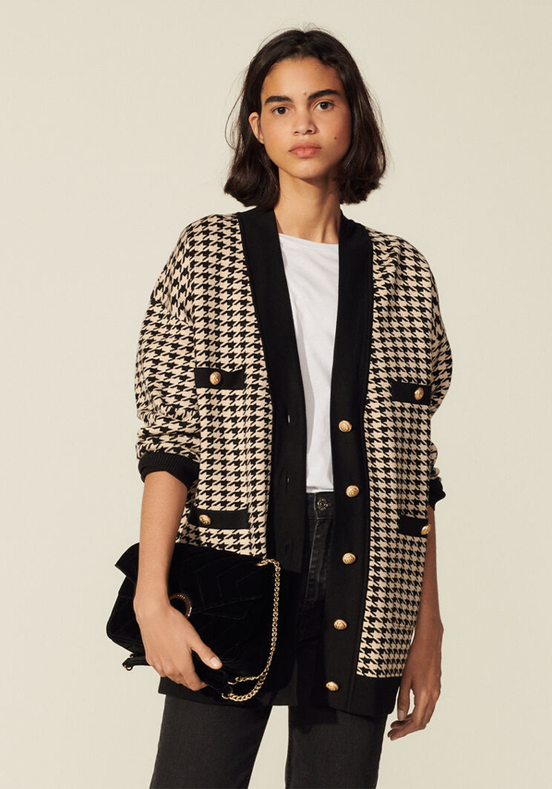 Houndstooth Pattern Coatigan