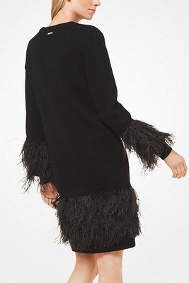 Feather-Embroidered Wool-Blend Dress from Michael Kors