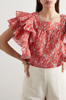 Marcy Ruffled Floral-Print Cotton Blouse from Horror Vacui